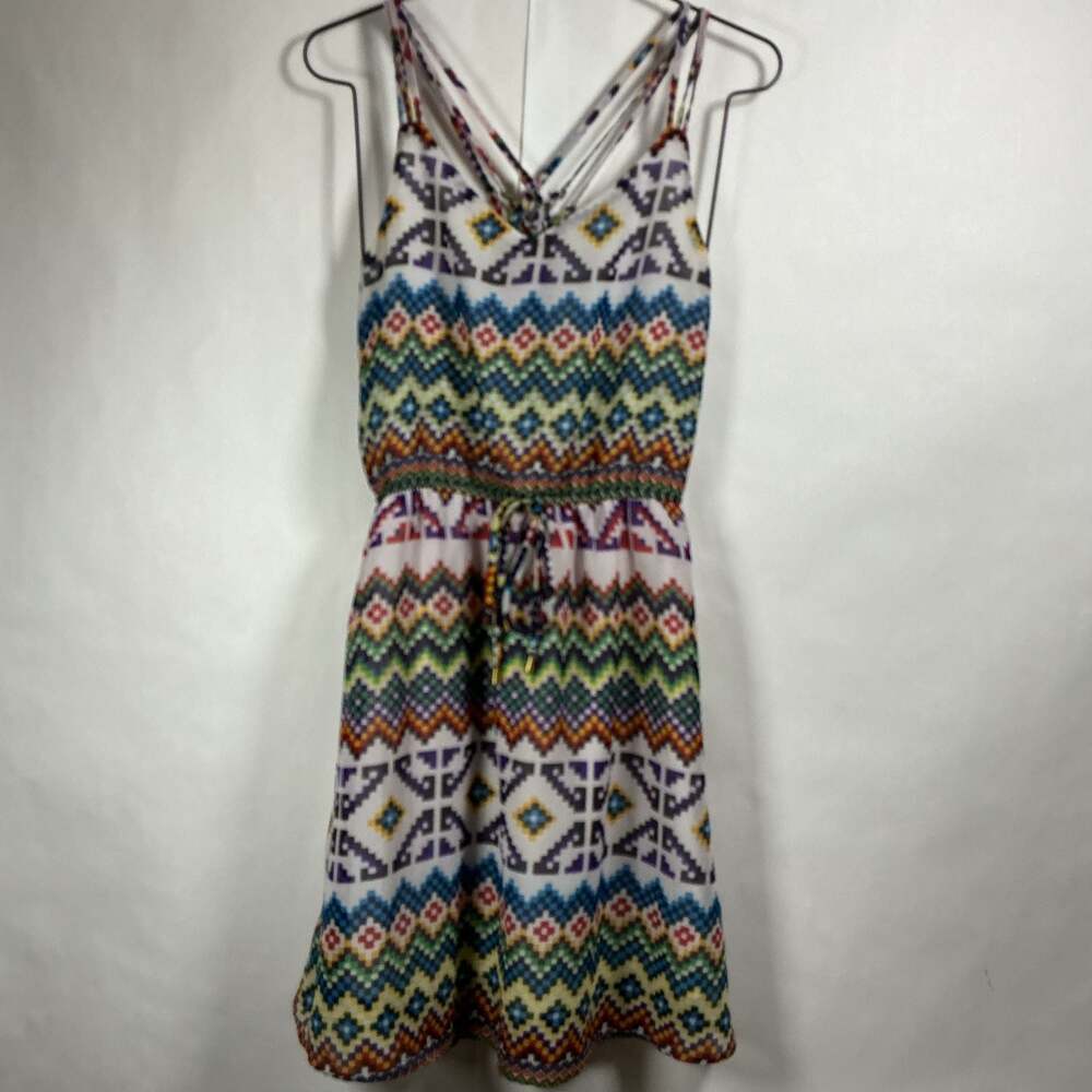 Speechless New York Sleeveless Geometric Aztec Print Criss Cross Back Sundress